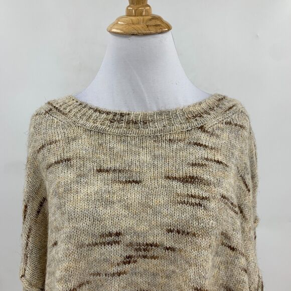 Max Studio Sweater Womens L Large Oatmeal Melange Hi-Low Drop Shoulder Pullover - Picture 5 of 11